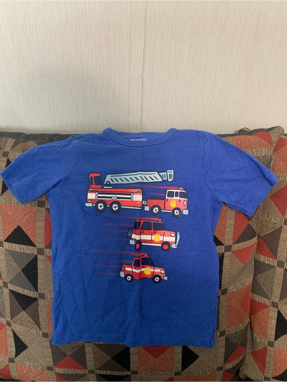 The Children's Place Blue Fire Truck Tee with Red Truck Graphics